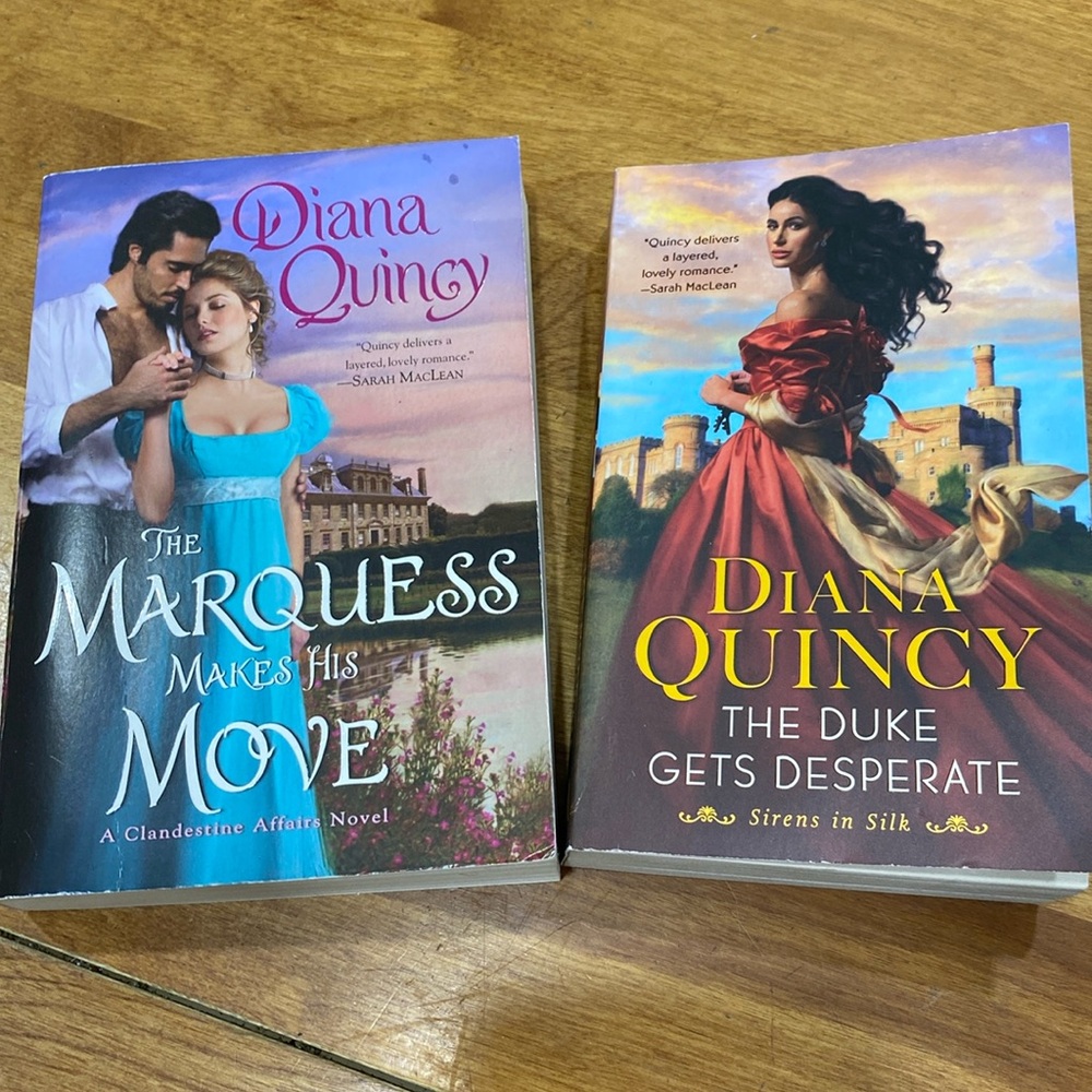 Set of 2, Diana Quincy, used, paperback, romance books.